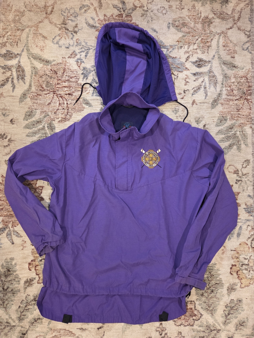 Vintage Vancouver College Purple Hooded Pullover Windbreaker